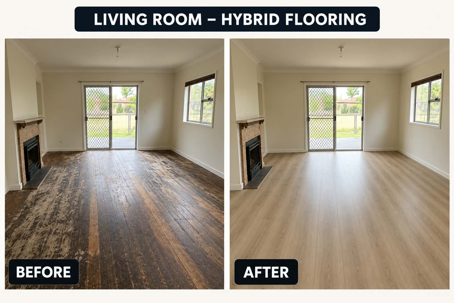 Before and after: living room hybrid flooring